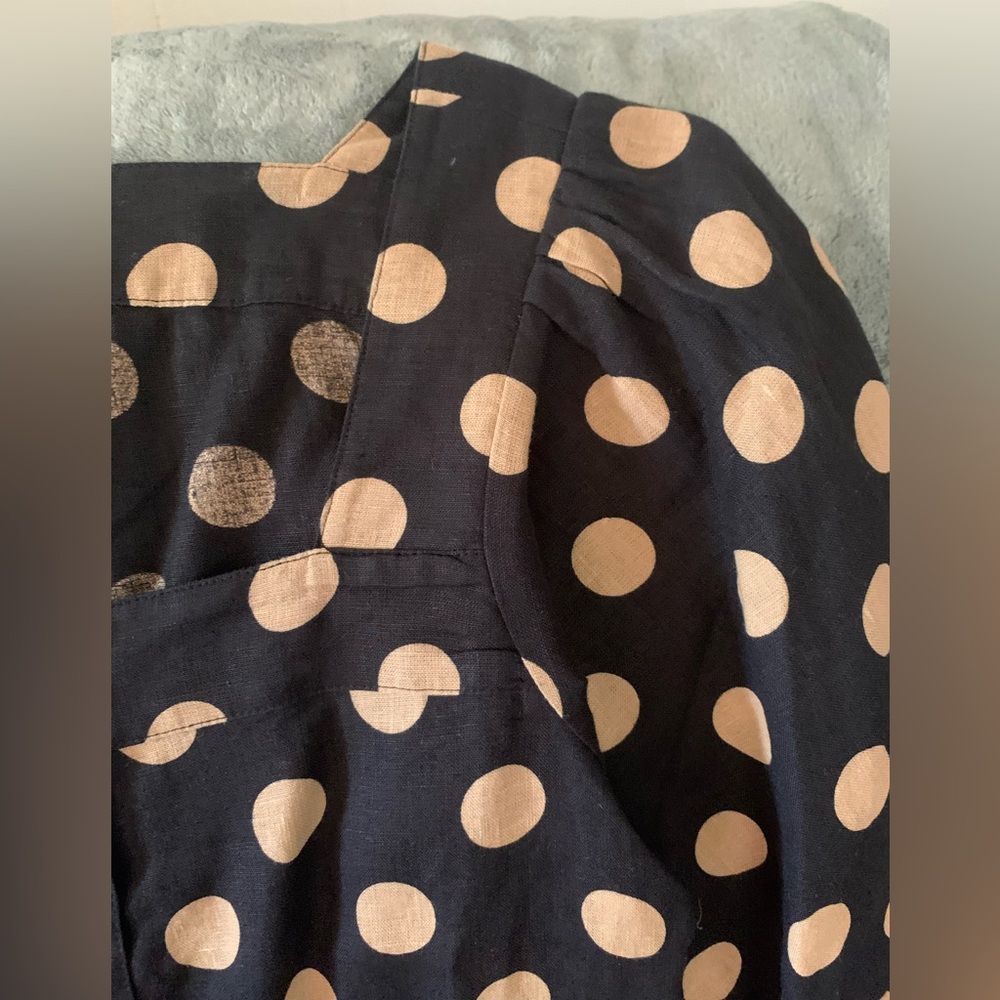 NWT J Crew Square Neck Polka Dot Linen Blouse - Picture 4 of 6